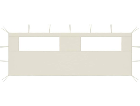 vidaXL Pared lateral de cenador con ventanas color crema 6x2 m