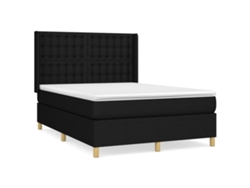 Maison Exclusive - Cama Box Spring Con Colchón Tela Negro 140x200 Cm