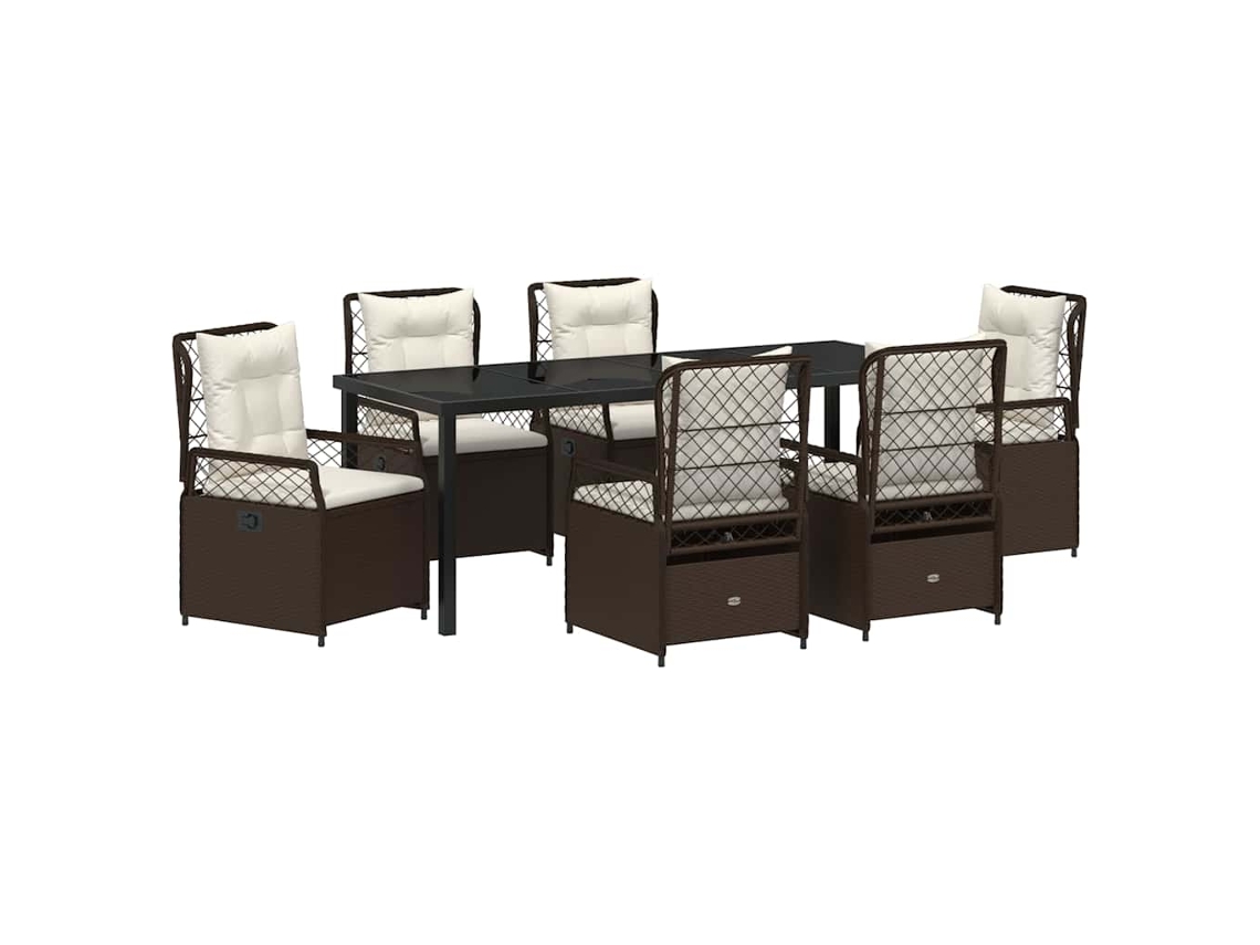 Maison Exclusive - Conjunto De Comedor De Jardín 7 Pcs Marrón Ratán Sintético