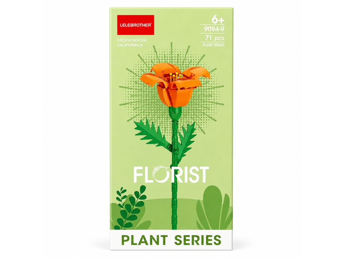 Flor Eschscholzia Californica - Blocos De Construção Lelebrother 9094-9 Multicores
