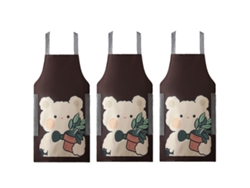 Delantal de cocina de 3 piezas, impermeable y a prueba de aceite, con estampado de dibujos animados, ideal para restaurantes y tiendas.