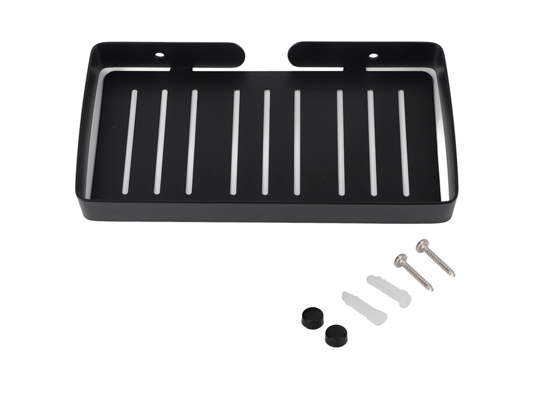 Jabonera de acero inoxidable con estante (negro)
