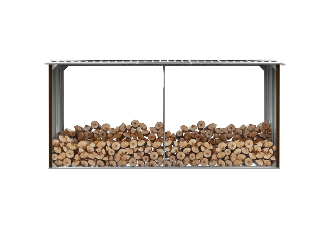 Caseta de jardín para almacenar leña de acero 330x92x153cm Marrón LOVELY HOME