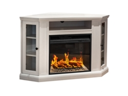 Chimenea eléctrica de esquina Madison en madera blanca, 126 x 78 x 83 cm