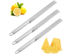 Rallador manual largo Rebe, juego de 3 piezas, fabricado en acero inoxidable, para rallar la cáscara de los limones.