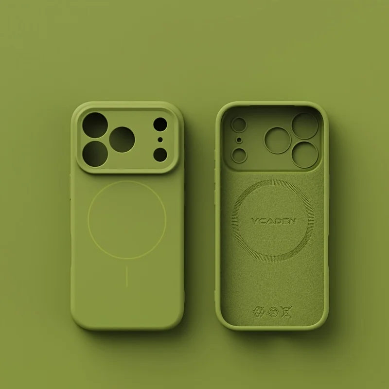(iphone 13 Pro Max, Verde Militar) Funda De Silicona Líquida Para Teléfono, Compatible Con La Función Magnética Magsafe, Protege La Lente.