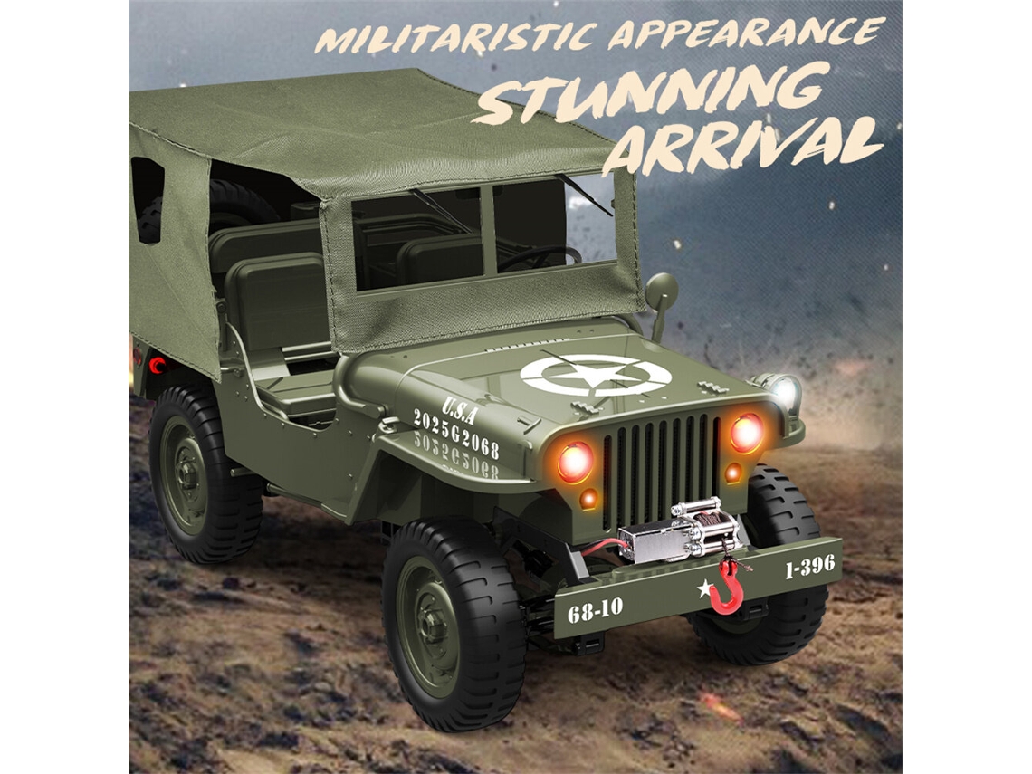 Con Cabrestante 1jjrc C8815 Rtr 1/10 2.4g 4wd Willys Militar Off-road Escalada Led Cabrestante Capota Chasis Metal Brinquedo