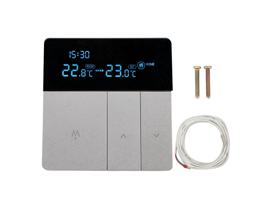 Termostato Digital Programable Con Pantalla Lcd Grande Cableado De 3 Metros Calefacción Eléctrica Ac90v-240v 16a Gris