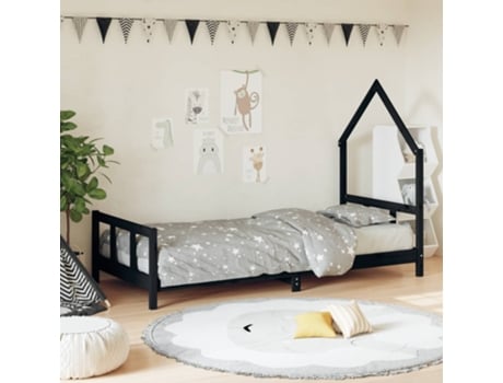 MAISON EXCLUSIVE - Estructura de cama para niños madera de pino negro 90x190 cm