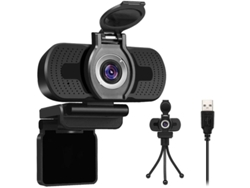 Cámara web 1080P con micrófono, cámara web USB para computadora, cámara web Plug and Play para computadoras de escritorio y portátiles, negra Bestvite