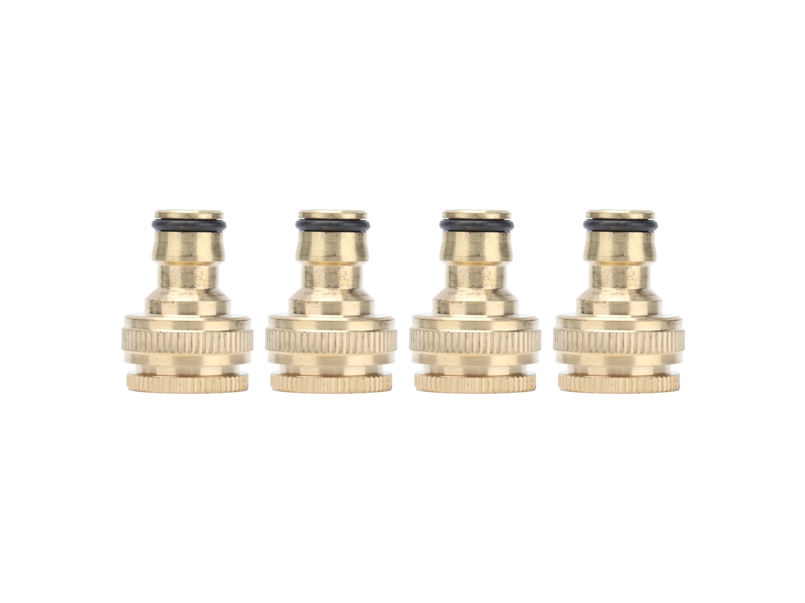 4 Conectores De Manguera De Latón Con Rosca Interna De 1/2" Y 3/4" Para Adaptador De Grifo.
