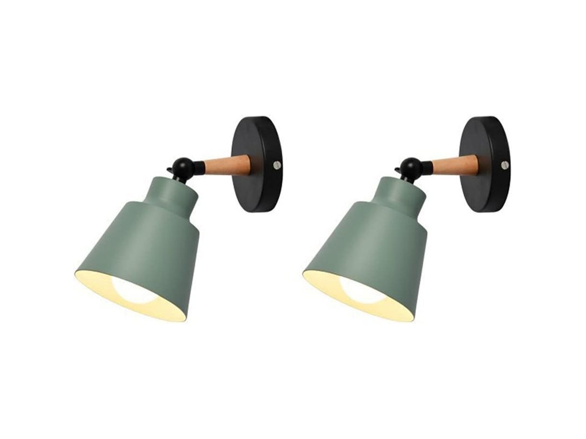 2026-lámpara De Pared Nórdica Macaron E27 Moderna Ajustable Para Dormitorio Sala Sin Bombilla (verde-2pcs)