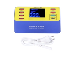 Cargador Digital Multifuncional 8 Puertos Usb Qc3.0 Pd Carga Rápida Ac 100‑240v Con Pantalla Lcd