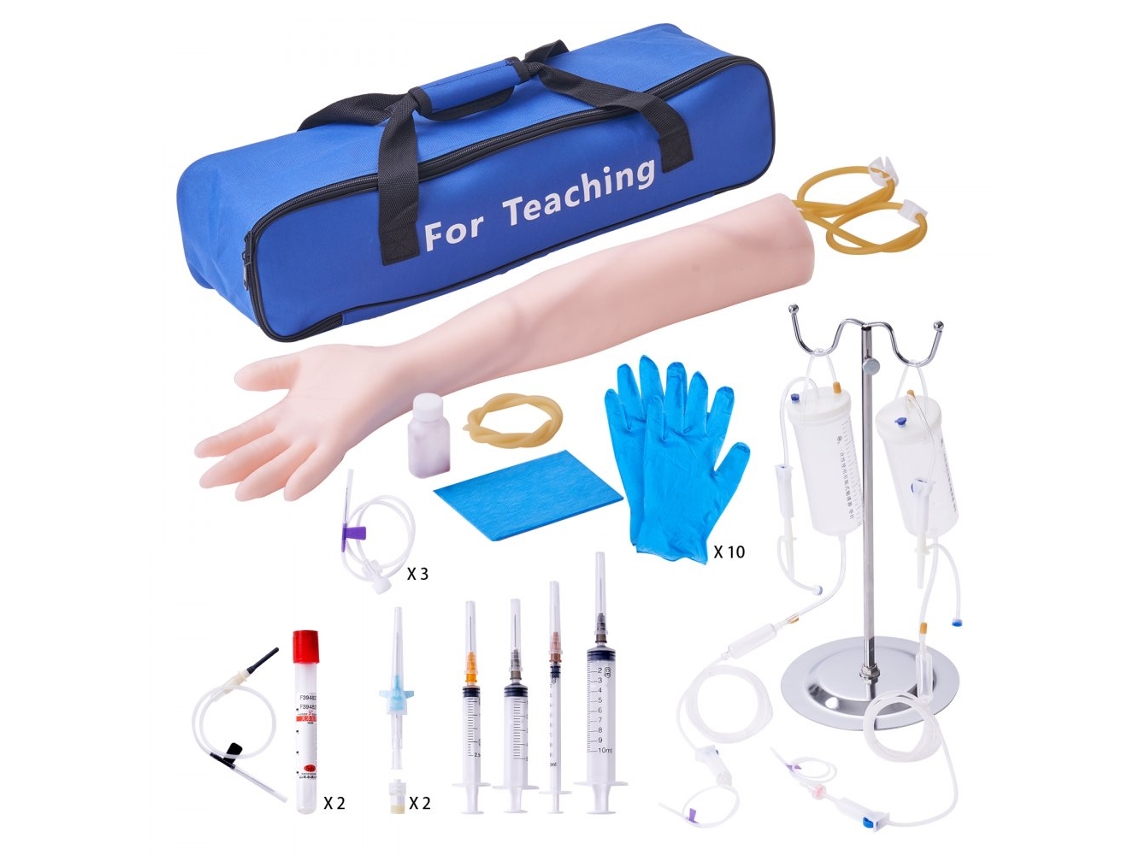 Kit de entrenamiento de venopunción con brazo de simulación y accesorios médicos Tekmaquinas