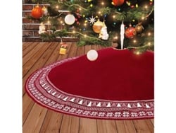 Falda Para Árbol De Navidad De 90 Cm. Funda De Punto Rojo. Funda Redonda Y Ergonómica, Para Uso Diario.