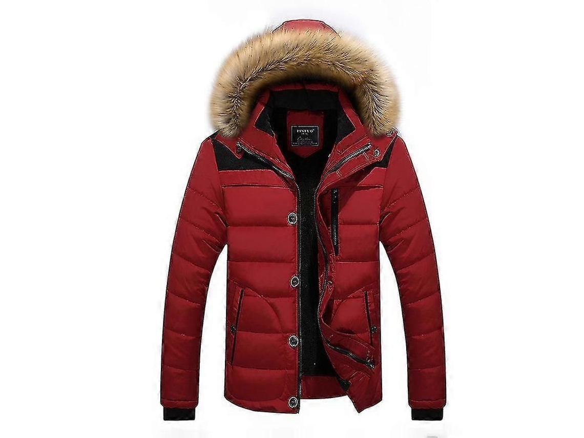 Chaqueta De Invierno Para Hombre Acolchada Caliente Con Capucha De Pelo Talla Xl Rojo Xl Rojo