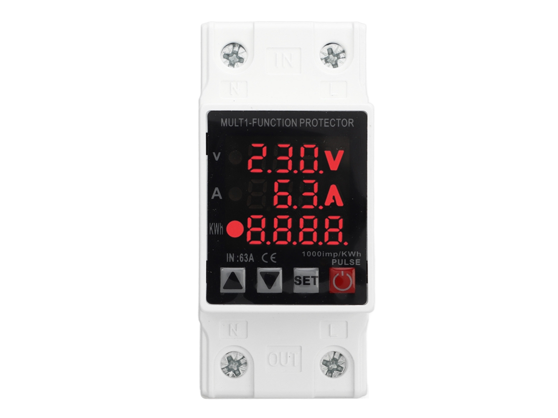 Protector Contra Sobretensión Y Subtensión Con Reinicio Automático, Límite De Corriente Ajustable Y Pantalla Digital Ac220v 63a