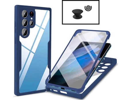 Kit Carcasa + 1 HandHolder + 1 Soporte Samsung Galaxy S22 Ultra 5G G4M Azul Oscuro