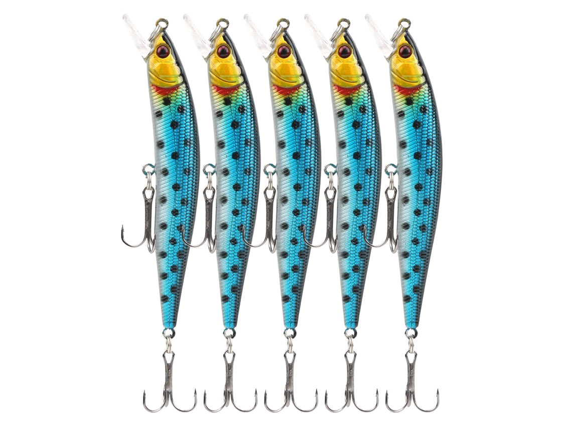 5 Piezas De Señuelos Artificiales Tipo Minnow De Pesca Larga Con Anzuelo Triple Para Pesca 4 10cm 80g Plástico