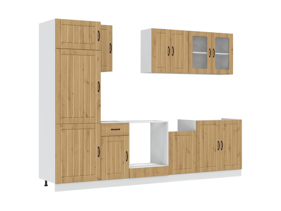 Juego de 8 gabinetes de cocina de roble artesanal EXCLUSIVO DE MAISON