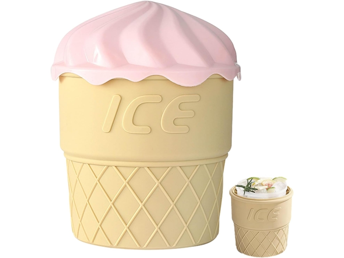 Cubitera con forma de helado para hacer pequeños trozos de hielo para bebidas, vino, cerveza, whisky y más (rosa)