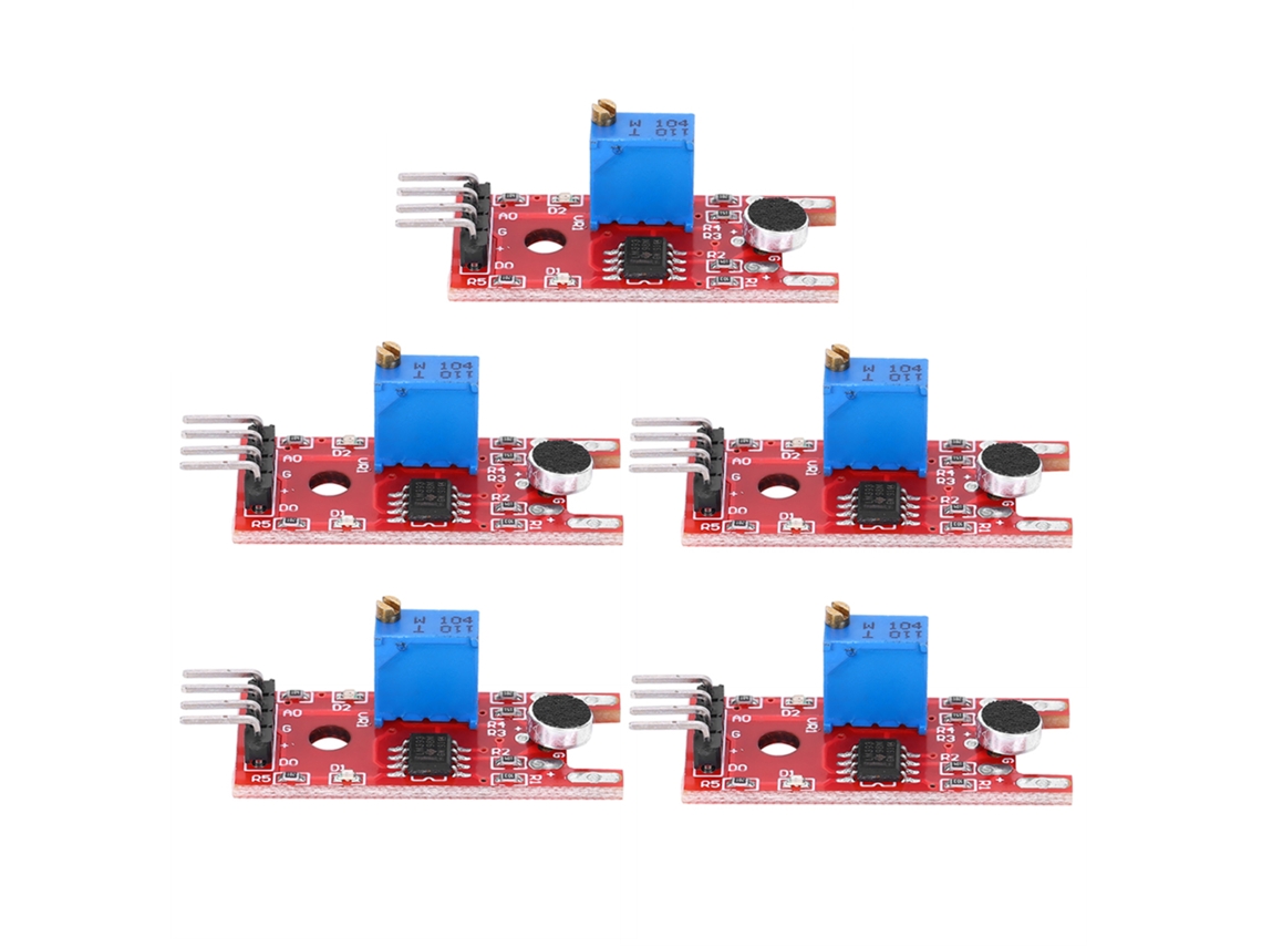 5 unidades de módulo sensor de sonido KY-038, amplificador de micrófono IC pequeño de 3,3 V/5 V y 20 dB