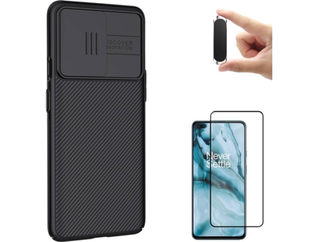 Kit Funda, Protector y Soporte para OnePlus Nord PHONESHIELD BD-NKCS&9D&MH-BK-OP-ND Negro