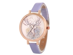 Reloj De Pulsera Analógico De Cuarzo Para Mujer Con Esfera Redonda Moderna Y Elegante, Color Morado.