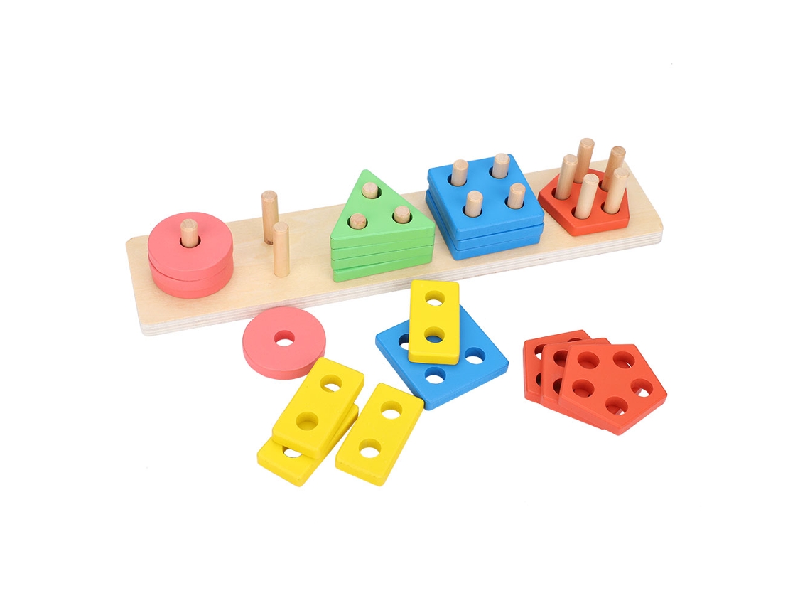 Tablero Geométrico De Madera Colorido Juguete Educativo Para Niños Preescolares Regalo