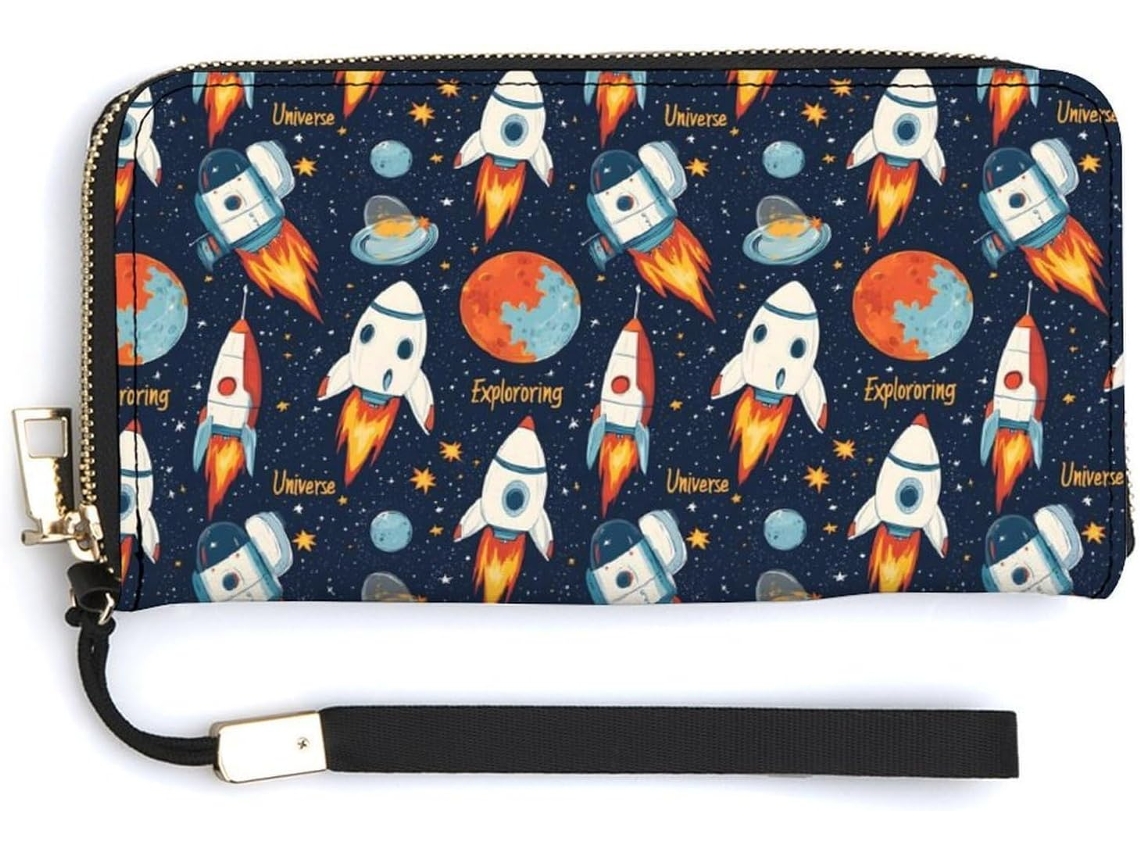 Cartera Cuero Con Cremallera Para Mujer Diseño Estampado