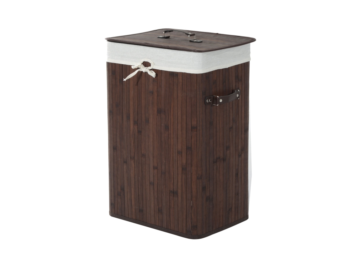 VPMKP - Cesto De Ropa Estrecho Homcom 72l Con Tapa Y Bolsa Extraíble, Marrón Oscuro