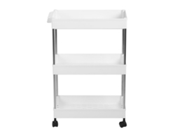 Estantería Móvil Blanca De 3 Niveles Para Cocina/baño Con Ganchos.