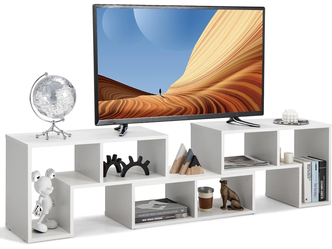 Consola de TV de 3 Piezas,Moderno Centro de Entretenimiento para Televisores 50-65 Pulgadas, Combinación de Librería para Almacenamiento y Exposición COSTWAY