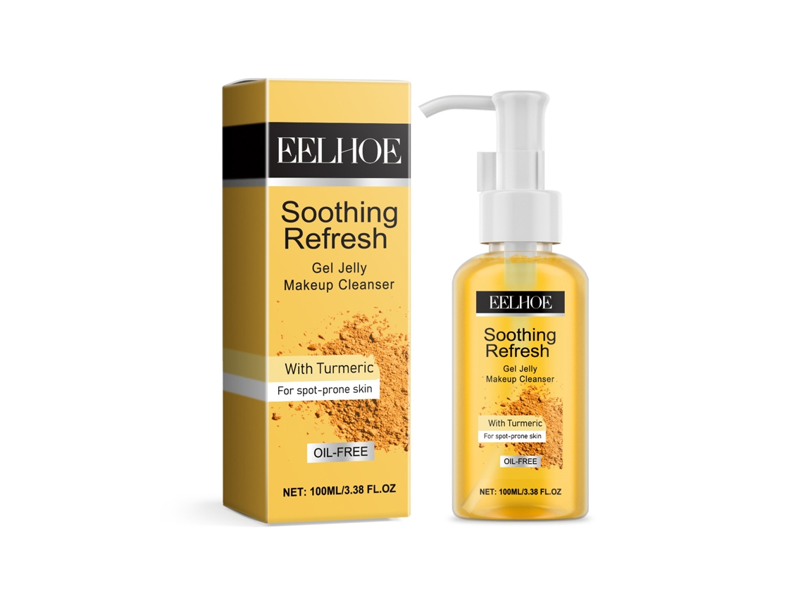 El gel limpiador de cúrcuma Eelhoe limpia suavemente el maquillaje.