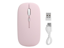 Rato Sem Fio Rosa Bluetooth 5.0 2.4ghz Silencioso Ajustável Dpi Para Laptops