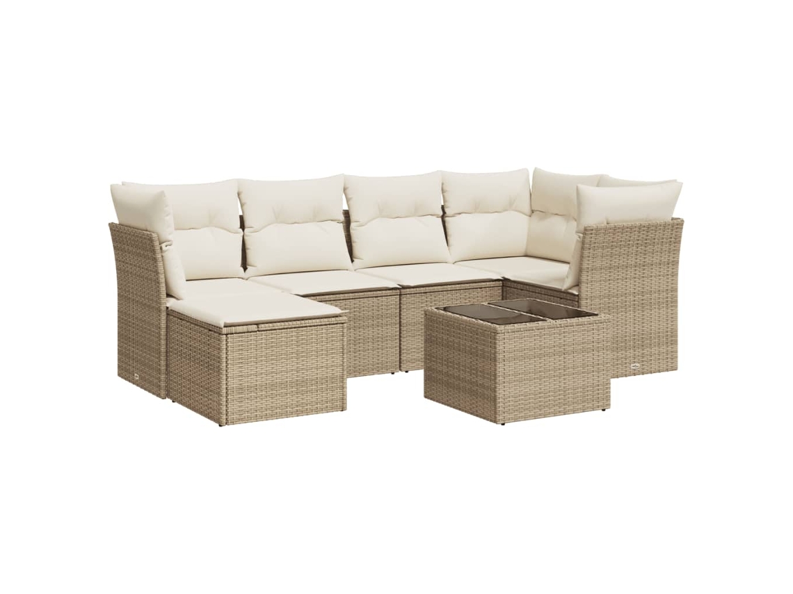 Maison Exclusive - Set Sofás De Jardín 7 Piezas Y Cojines Ratán Sintético Beige