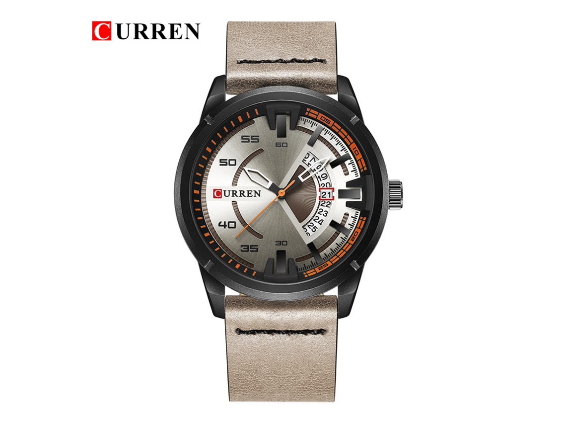 Reloj De Vestir Para Hombre Con Correa De Cuero, Calendario Y Movimiento Japonés.