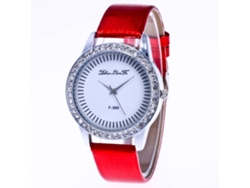 Reloj De Cuarzo Con Correa De Cuero Pu Moda Dial Redondo Para Estudiantes Rojo