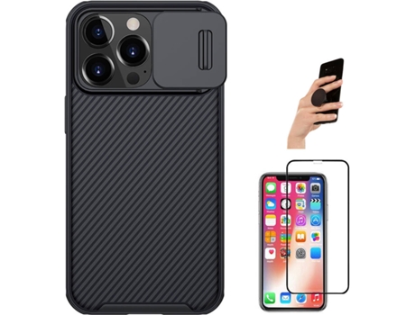 Carcasa + Protector + Popsocket iPhone 13 Mini Nillkin Camshield Negro