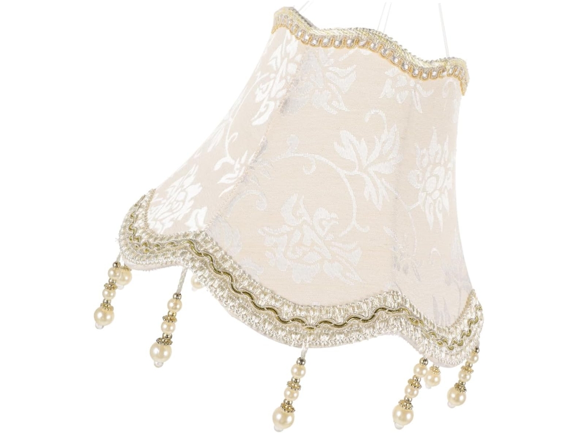 Borlas Decorativas De Tela Jacquard Beige Con Cuentas, 25 Cm De Diámetro, Para Lámpara De Mesa, Iluminación Suave.