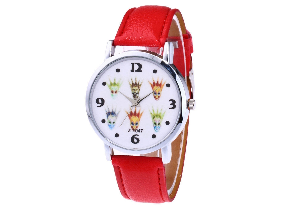 Reloj De Pulsera De Cuarzo Informal Para Mujer Con Correa De Pu De Diseño Sencillo (rojo)