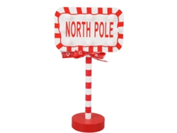 Lámpara De Mesa Navideña Led Con Placa De Madera Del Polo Norte Para Decoración Festiva, Funciona Con Pilas.
