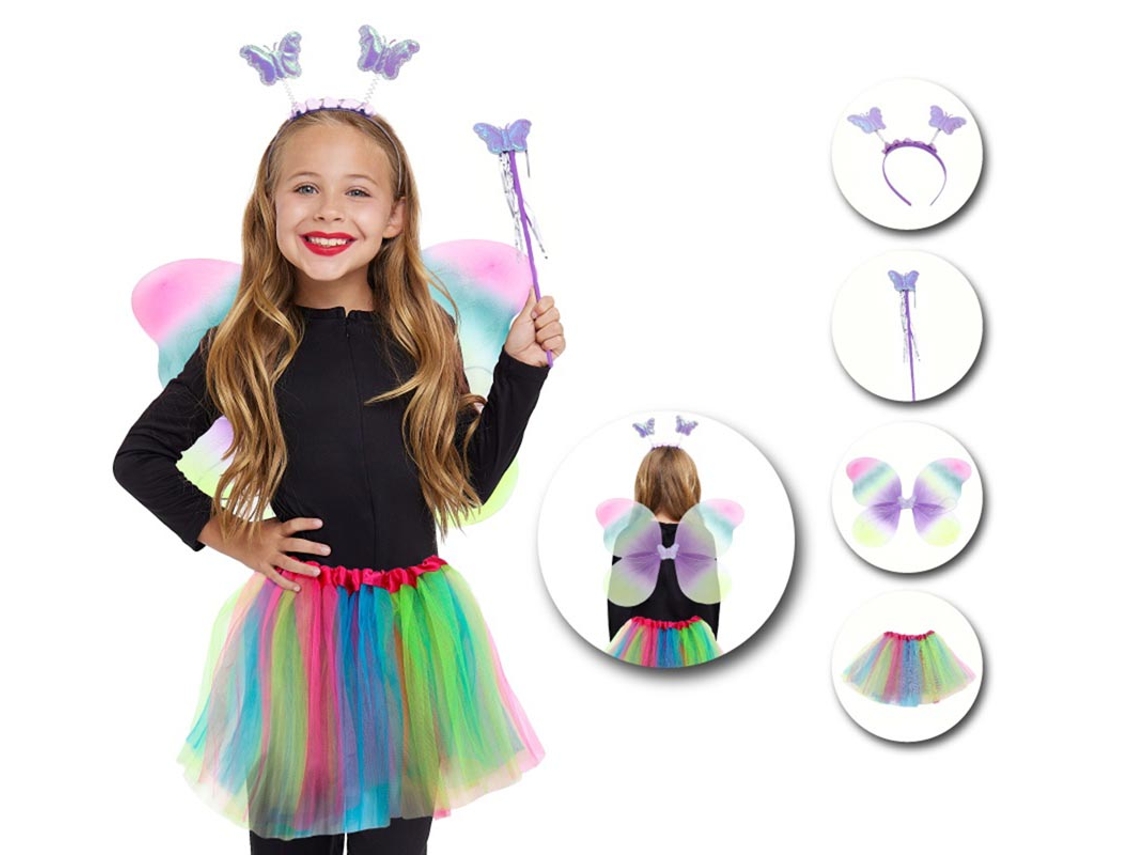 Kit de Mariposa degradado infantil Tutú, Diadema, Varita y Alas