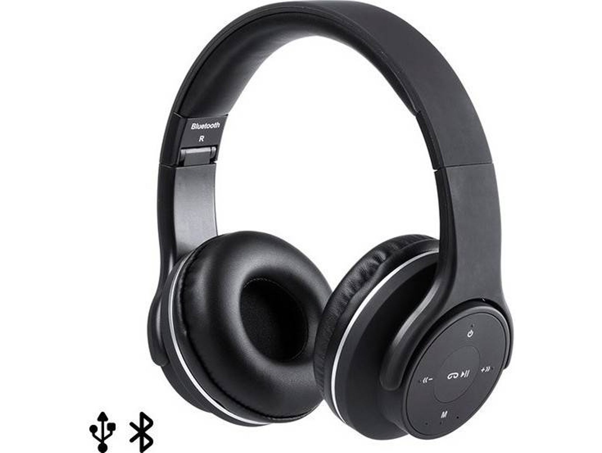 Auriculares Bluetooth LKS USB Dobráveis (On Ear - Negro)
