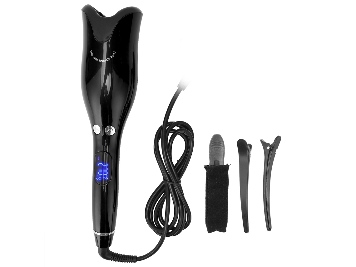 Plancha De Rizado Automática Ajustable En Temperatura Con Varilla Rotatoria Cerámica 110-240v Plug Uk Negro