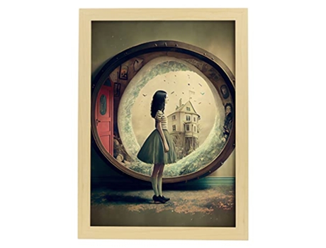 NACNIC Poster Mundo Interior En Estilo Surrealismo Cinematográfico Ilustraciones Y Grabados De Historieta Abstracta Y Artística A3 Marcos Madera
