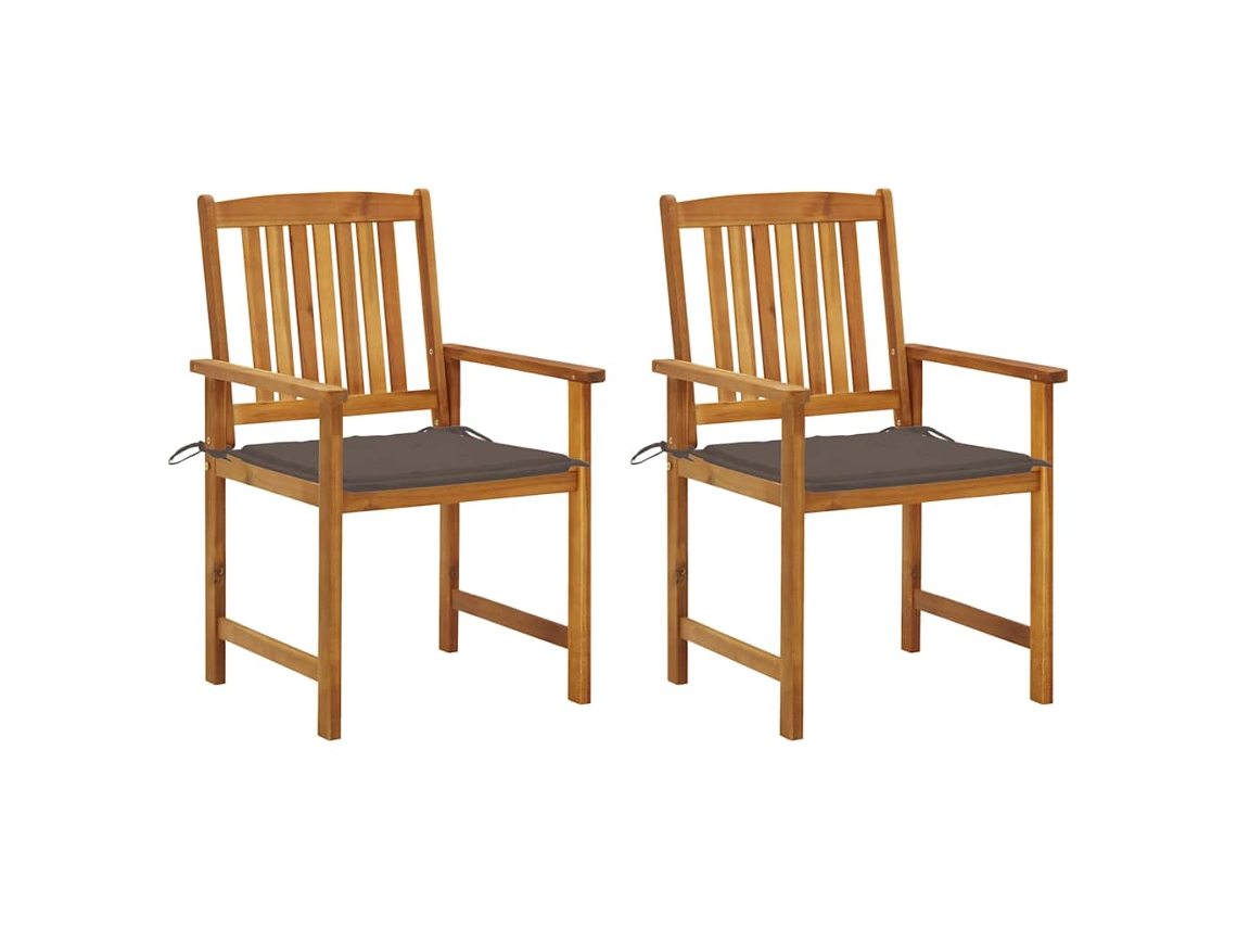 Conjunto 2 Silla de director VIDAXL Gris Topo Madera de acacia (61x57x92 cm)