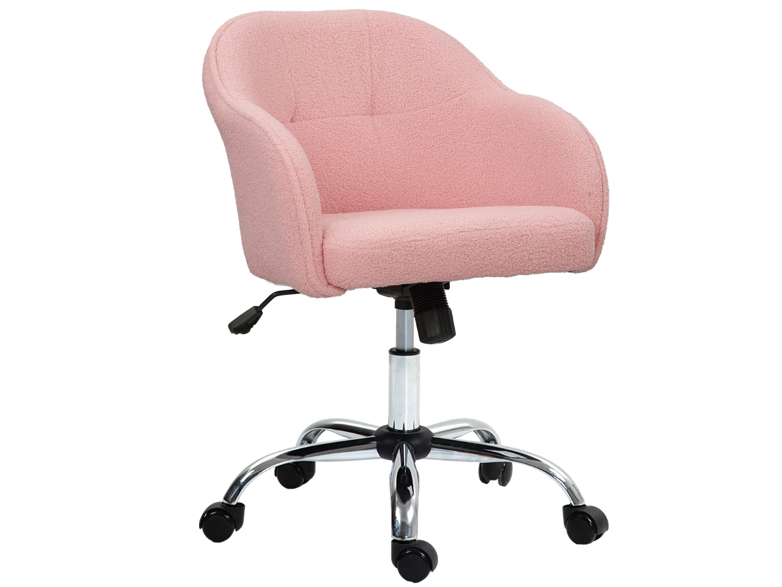 Silla De Oficina Ergonómica, Altura Regulable, Asiento Y Respaldo Acolchados, Color Rosa.