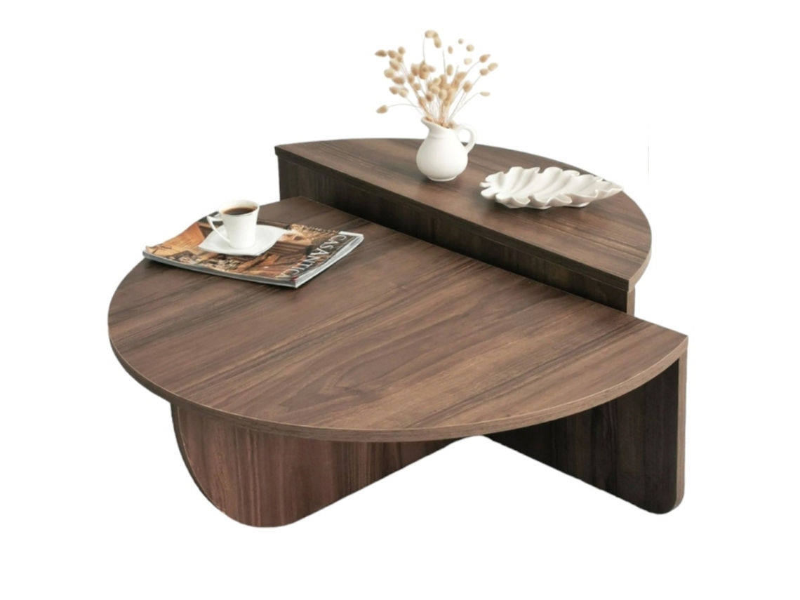Mesa de café modular color nogal MILA CONCEPT U
