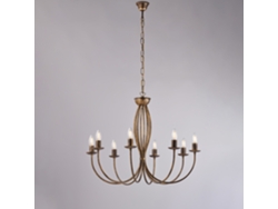 Lámpara de araña Botte de hierro lacado marrón con decoración. Oro antiguo. 8 luces. 120 cm. Ø74 cm. Bl147. 8 luces. Belight.